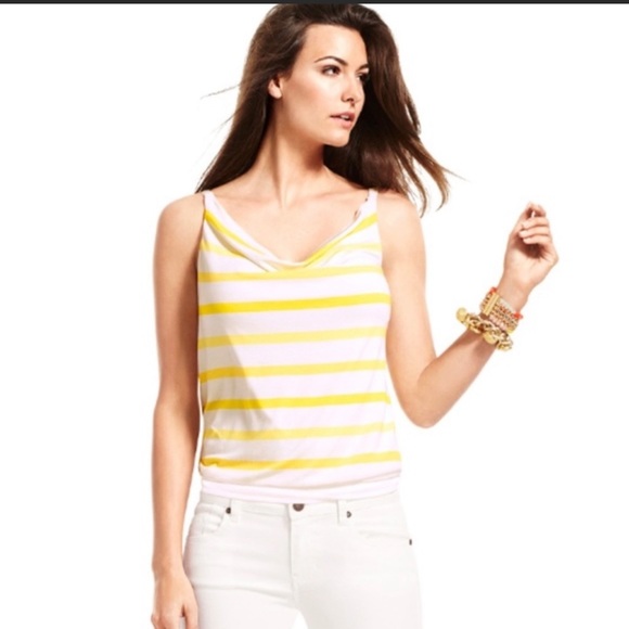 Cabi draped striped tank top XS yellow striped - Picture 2 of 6
